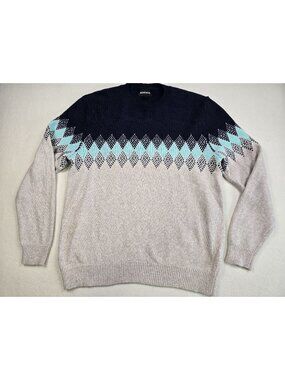 Bonobos Mens Large Fair Isle Argyle Pattern Slim Fit Sweater Cotton Wool Blend